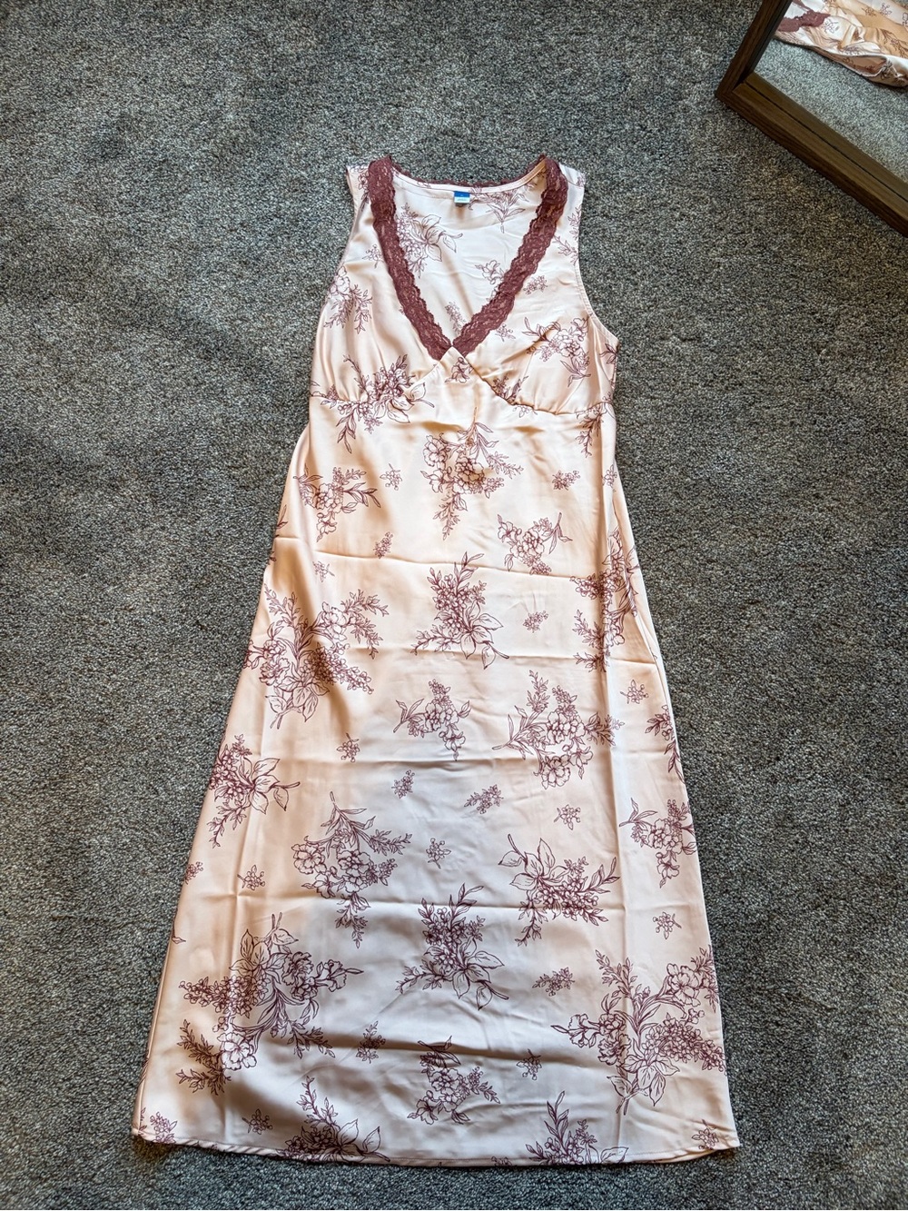 Women's Pink Floral Lace-Trim Slip Dress